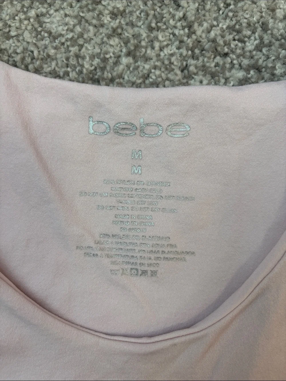 bebe Light Pink Crystal Logo Tank - Picture 2 of 2